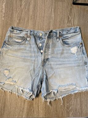 Free People - Light Blue Distressed Denim Shorts